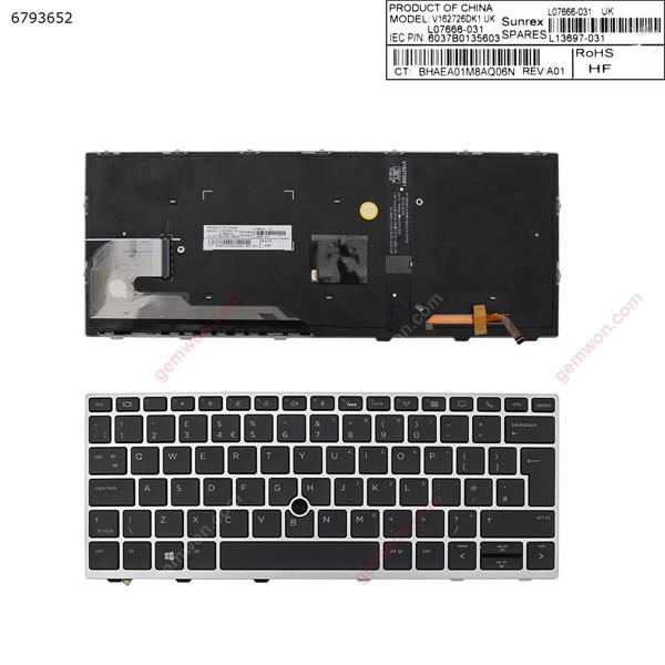 HP EliteBook 830 G5 SILVER FRAME BLACK (with point,Backlit,Win8)  UK SF-2196 KS JIT V162726CK OM 105JM0009 6037B0135214 L07676-AD1 Laptop Keyboard (OEM-B)