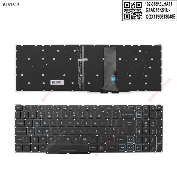Acer Nitro-4 an515-54 an515-43 an517-51 an715-51  BLACK ( blue Printing  ，blue  Backlit ,without FRAME ，WIN8 ) UK NKI15130MC 92504F01K201 Laptop Keyboard (OEM-A)
