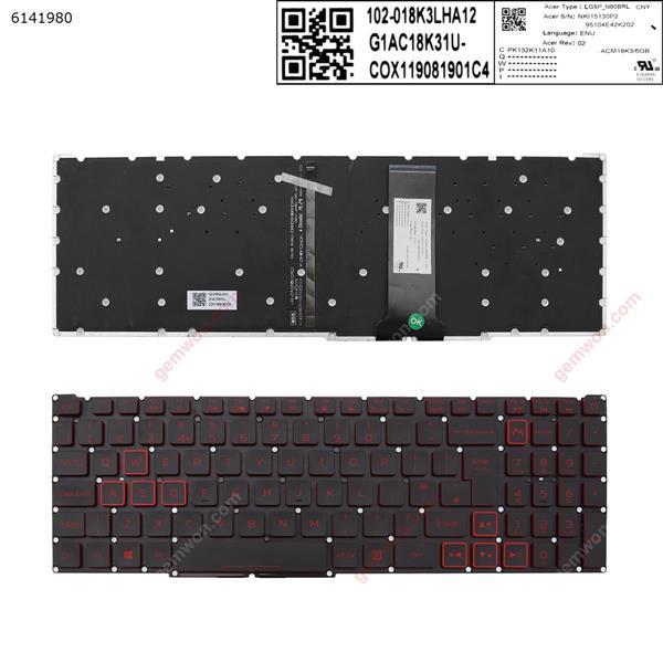 Acer Nitro-4 an515-54 an515-43 an517-51 an715-51 BLACK ， red Printing  (Red Backlit,WIN8,without FRAME) UK JIT SF-2196 KS 002-18K36LHD01+ 55CH0335 LG5P-N90BRL NKI15130P2 9390500BK201 Laptop Keyboard (OEM-A)