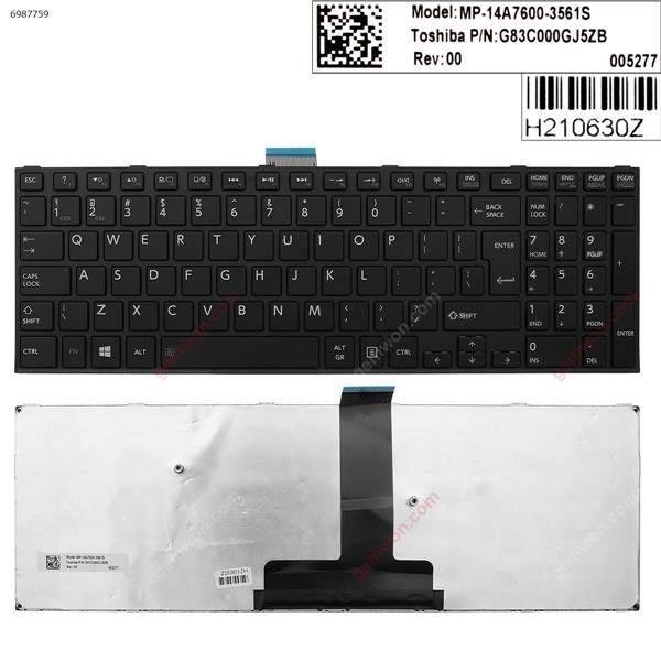 Toshiba Tecra C50-C C50-C1500 C50-C1501 C50-C1502 C50-C1510 BLACK FRAME BLACK WIN8 UI 002L14A76LHC03 SOE-NCB1431 Laptop Keyboard (OEM-B)