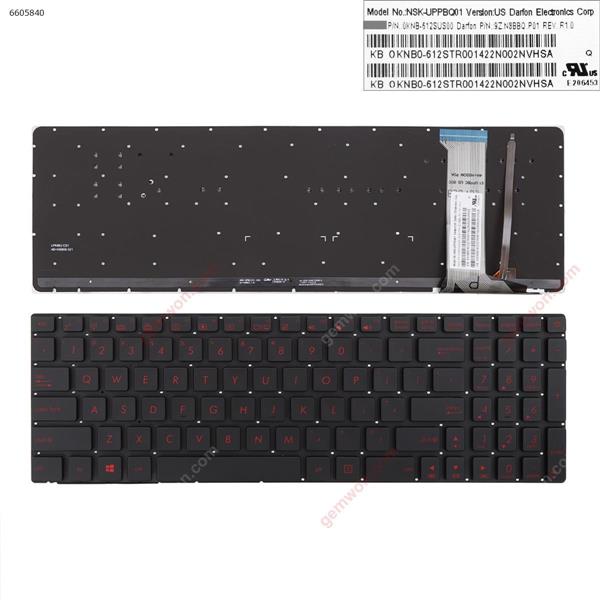 ASUS G551 G551J G551JK G551JM G551JW BLACK(Backlit,With foil,Without FRAME,Red Printing) WIN8 US V143962BS1 Laptop Keyboard (OEM-A)