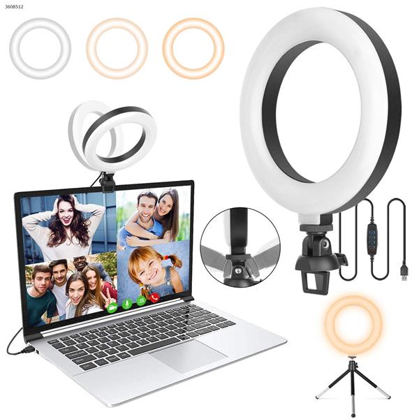 Ohotter 6 inch  Small Selfie Ring Light, Video Conference Lighting with Tripod, Webcam Light for Laptop/PC Monitor, 3 Light Modes & 10 Brightness Levels, Makeup, YouTube, TikTok LED Ring Light L306