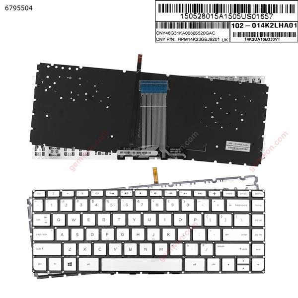 HP ENVY 14-J SILVER (Without FRAME，Backlit， With Foil ）  US n/a Laptop Keyboard (OEM-A)
