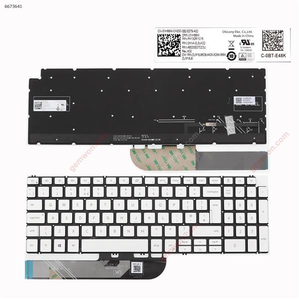 Dell  Inspiron  15 7590 5584 5590 5593 5594 5598   SILVER    ( without FRAME ， Backlit , win8  ) UK 0NH88W PK132RI1C15 OKN4-0L3UK22 Laptop Keyboard (Original)