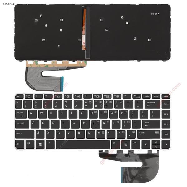 HP 840 G3 SILVER FRAME BLACK(Backlit Win8) US N/A Laptop Keyboard (OEM-A)