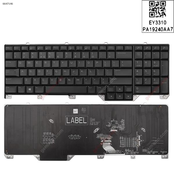 Dell  alw17 17 R5 M15 M17 R2  ALWA51M A51M P38E   2019   Per-key BLACK (Without FRAME, Full Colorful Backlit ,WIN8) US EYABC 6K+VFYOM.1A1 Laptop Keyboard (OEM-A)