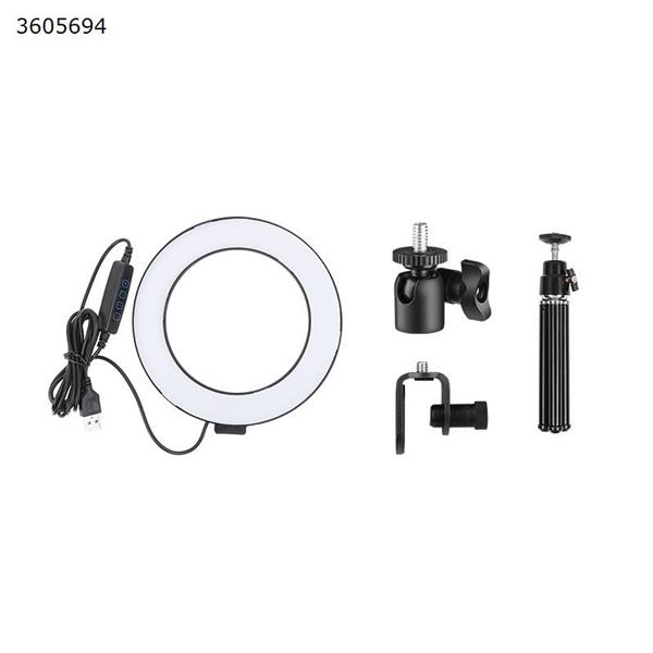 6 inch flat ring lamp combination (4 in 1)（6 inch ring light+lampstand+Plastic pan tilt+U-clip） LED Ring Light N/A