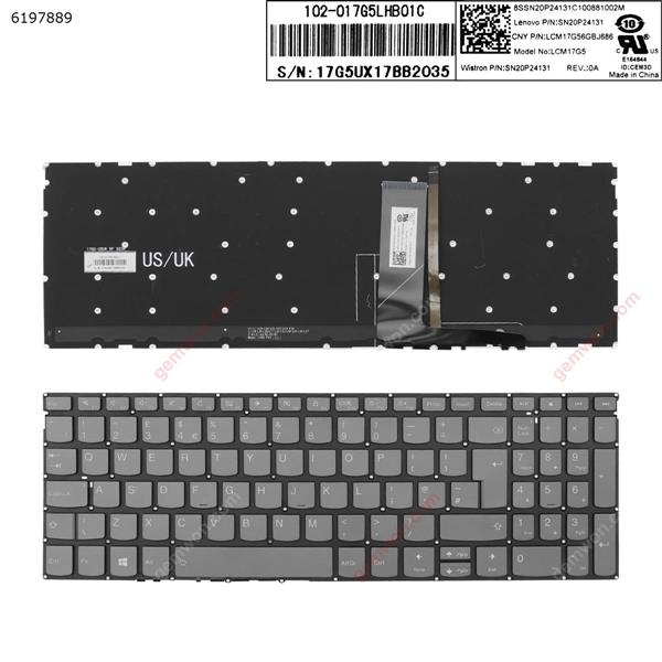 Lenovo  IdeaPad 720s 720s-15 720s-15isk 720s-15ikb   GRAY  (Backlit，  Without FRAME，Big Enter   WIN8 ） UK SN20P24131  LCM17G56GBJ686 Laptop Keyboard (OEM-A)