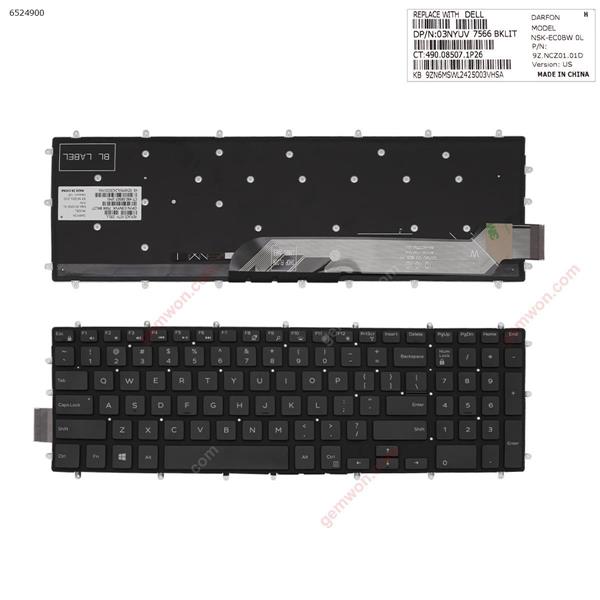 Dell DELL Inspiron Gaming 15-7566  GLOSSY BLACK (Without FRAME ，Backlit,Win8) US 9Z.NCZ01.01D NSK-EC0BW 03NYUS Laptop Keyboard (OEM-A)