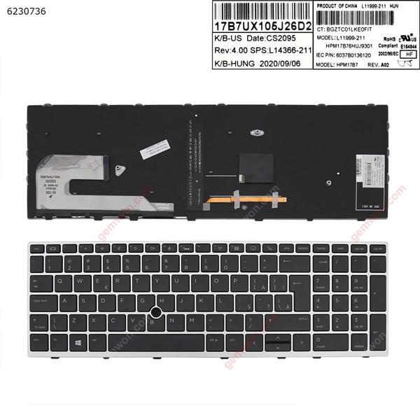 HP Elitebook 850 G5 755 G5 ZBook 15u G5 SILVER FRAME BLACK Backlit (with point,Win8) UI CWN392FS BY-8400 HF 002L17B76LHD02 L11999-271 HPM17B76R0J9301 6037B0136138 Laptop Keyboard (OEM-A)