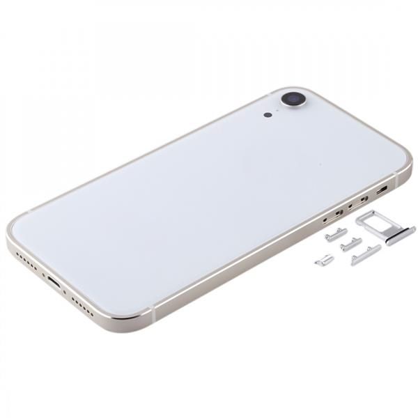 Square Frame Battery Back Cover with SIM Card Tray & Side keys for iPhone XR(White) iPhone Replacement Parts Apple iPhone XR