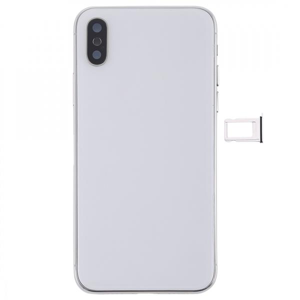 Battery Back Cover Assembly with Side Keys & Wireless Charging Module & Volume Button Flex Cable & Card Tray for iPhone X(White) iPhone Replacement Parts Apple iPhone X