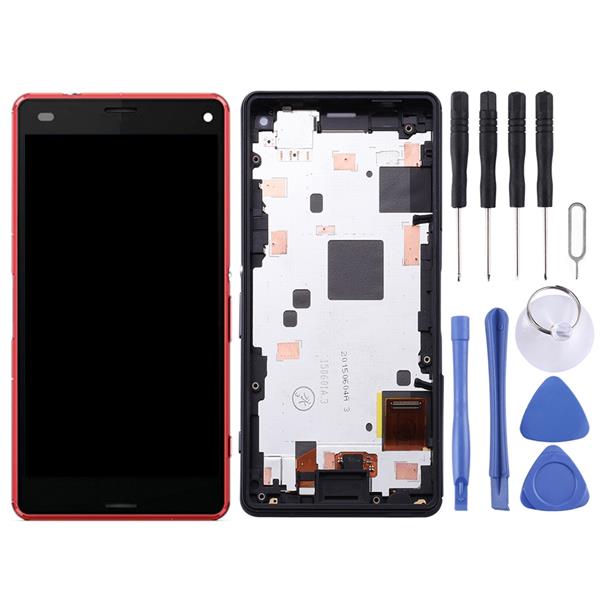 LCD Screen and Digitizer Full Assembly with Frame for Sony Xperia Z3 Mini Compact (Red) Sony Replacement Parts Sony Xperia Z3 Mini Compact