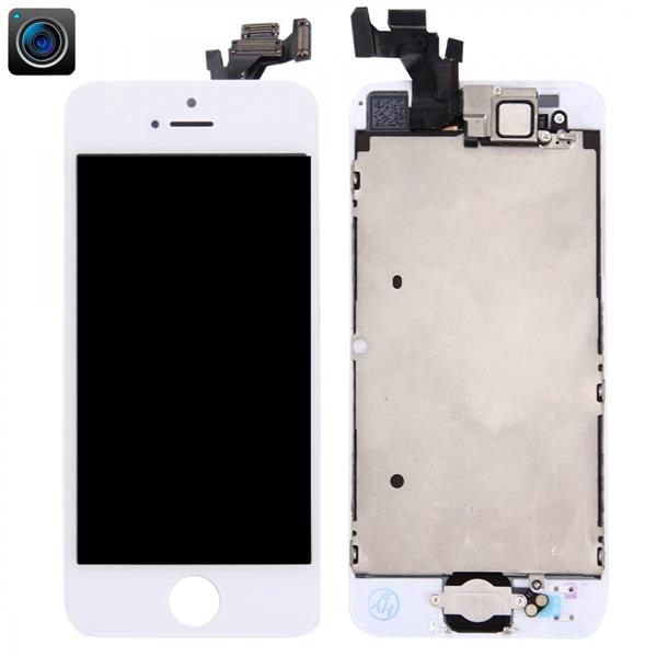 10 PCS LCD Screen and Digitizer Full Assembly with Front Camera for iPhone 5 (White) iPhone Replacement Parts Apple iPhone 5