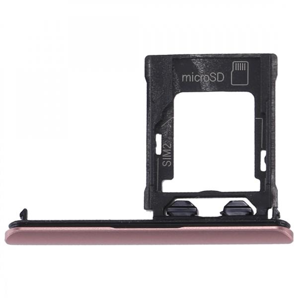 for Sony Xperia XZ1 SIM / Micro SD Card Tray, Double Tray(Pink) Sony Replacement Parts Sony Xperia XZ1 SIM