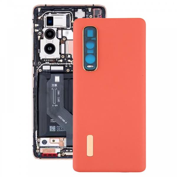 Original Leather Material Battery Back Cover for OPPO Find X2 Pro CPH2025 PDEM30(Orange) Oppo Replacement Parts OPPO Find X2 Pro