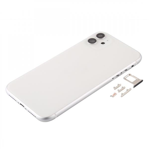 Back Housing Cover with SIM Card Tray & Side keys & Camera Lens for iPhone 11(White) iPhone Replacement Parts Apple iPhone 11
