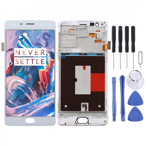TFT Material LCD Screen and Digitizer Full Assembly with Frame for OnePlus 3 / 3T A3000 A3010 (White) Other Replacement Parts OnePlus 3