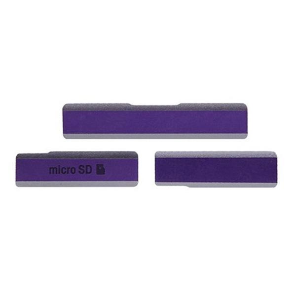 SIM Card Cap + USB Data Charging Port Cover + Micro SD Card Cap Dustproof Block Set for Sony Xperia Z1 / L39h / C6903(Purple) Sony Replacement Parts Sony Xperia Z1