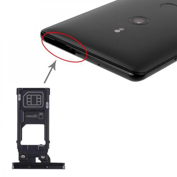 SIM Card Tray + Micro SD Card Tray for Sony Xperia XZ3(Black) Sony Replacement Parts Sony Xperia XZ3
