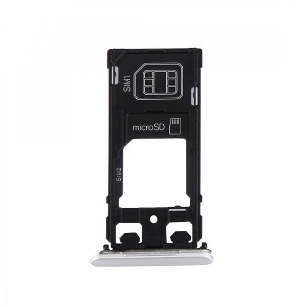 SIM Card Tray + Micro SD / SIM Card Tray + Card Slot Port Dust Plug for Sony Xperia X (Dual SIM Version) (White) Sony Replacement Parts Sony Xperia X (Dual SIM Version)