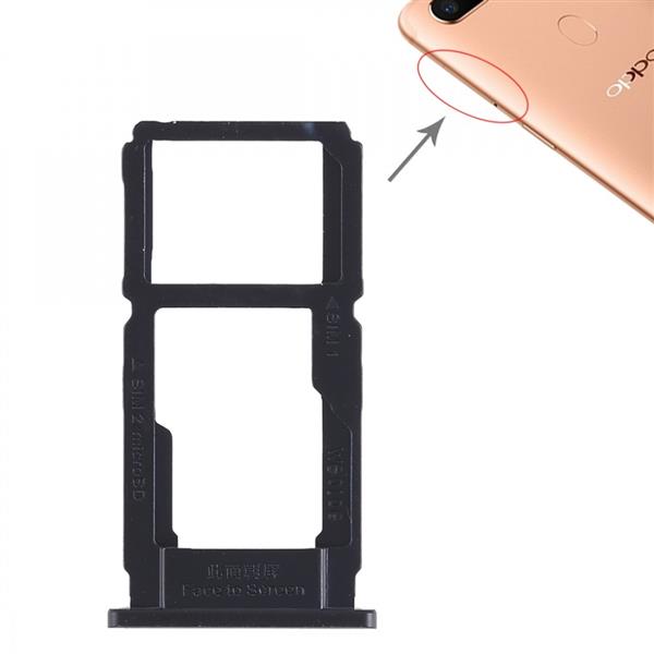 SIM Card Tray + SIM Card Tray / Micro SD Card Tray for OPPO R11s Plus(Black) Oppo Replacement Parts Oppo R11s Plus