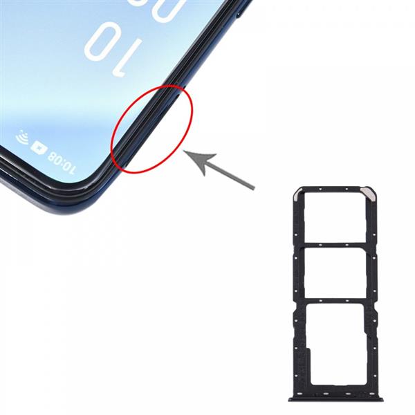 SIM Card Tray + SIM Card Tray + Micro SD Card Tray for OPPO A91 CPH2001 CPH2021 PCPM00 (Black) Oppo Replacement Parts OPPO A91