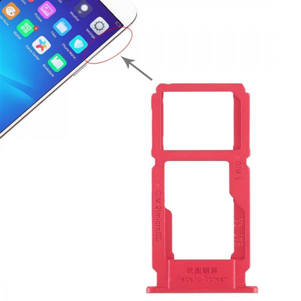 SIM Card Tray + SIM Card Tray / Micro SD Card Tray for OPPO R11(Red) Oppo Replacement Parts Oppo R11