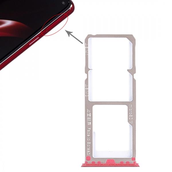 2 x SIM Card Tray + Micro SD Card Tray for OPPO A3(Red) Oppo Replacement Parts Oppo A3