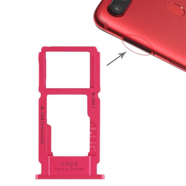 SIM Card Tray + SIM Card Tray / Micro SD Card Tray for OPPO R11s(Red) Oppo Replacement Parts Oppo R11s