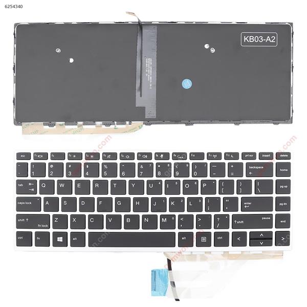 HP Probook 430 G5 440 G5 445 G5 Silver FRAME BLACK (Backlit WIN8) US 6037B0134301 Laptop Keyboard (OEM-A)