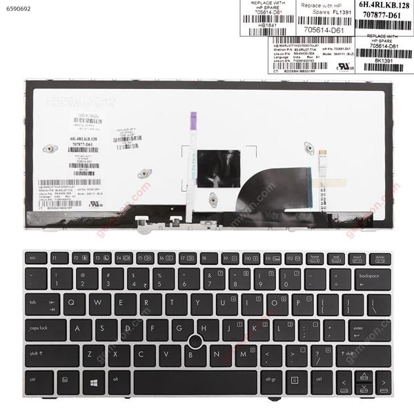 HP 2170P SILVER FRAME BLACK(With Point stick,Backlit Win8)	 US N/A Laptop Keyboard (Original)
