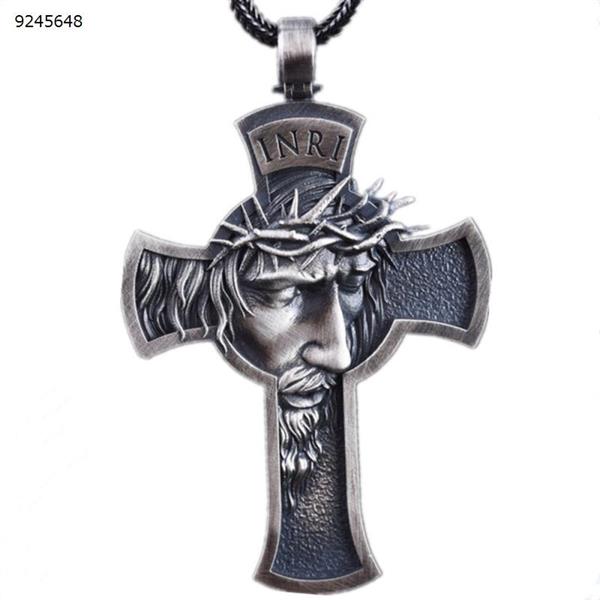 Jesus Cross Pendant Necklace (Ancient Silver) Other N/A