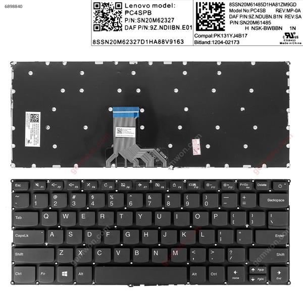  LENOVO V720-14 V720-14IKB V720-14-ISE 7000-13 BLACK   Win8 US PC4SPB 9Z.NDUBN.B1N  SN20M61485 Laptop Keyboard (Original)