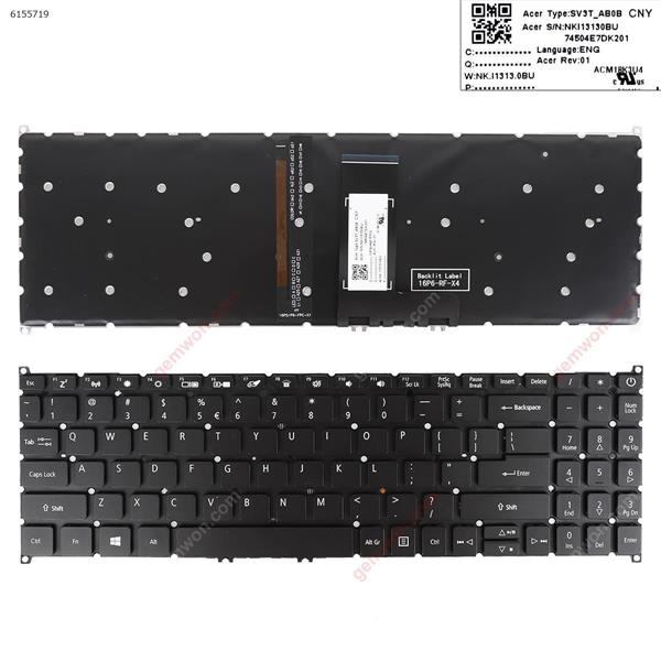 ACER SWIFT SF315-51 /SF315-52/SF315-41 a315-42 a315-42g a315-54 a315-54k BLACK (Backlit Without FRAME,WIN8)  US NK.I1313.0BU S/N;74504E7DK201 Laptop Keyboard (OEM-A)