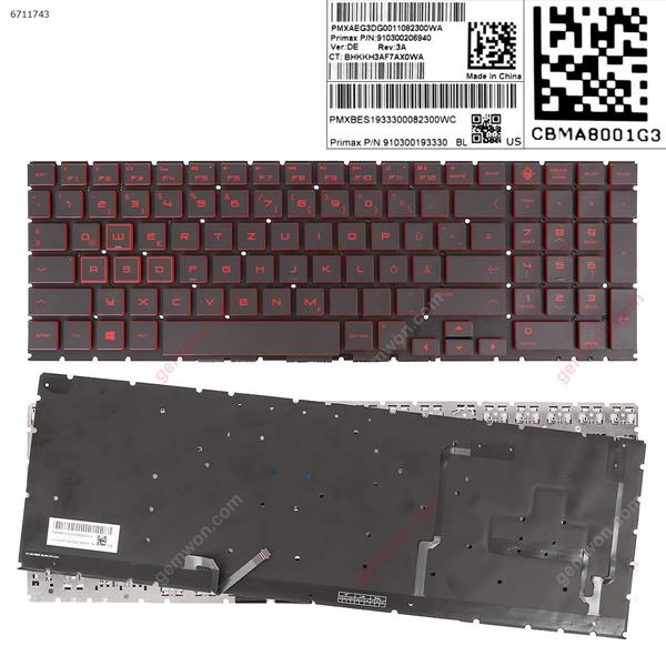 HP omen 15-DC TPN-Q211 15-dc000 15t-dc000 15-dc0010nr BLACK   red Printing ( Backlit,WIN8,without FRAME) GR N/A Laptop Keyboard (Original)