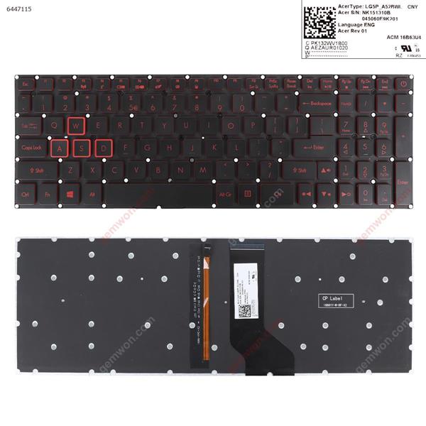 Acer Aspire VX15 VN7-793G VX5-591G VX5-591G-52WN VX5-591G-707K VX5-591 BLACK （Red side,Backlit,WIN8） US N/A Laptop Keyboard (OEM-A)