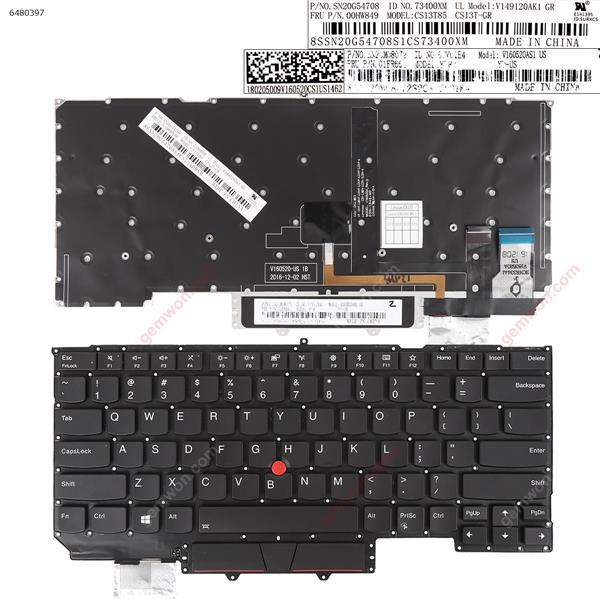 Lenovo IBM ThinkPad X1 Carbon Gen 5 2017 BLACK With Point stick（Backlit）Win8 US SN20M08184 Laptop Keyboard (OEM-A)