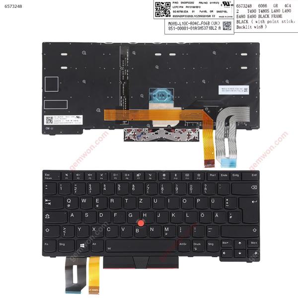 LENOVO T490  BLACK FRAME BLACK  ( with point stick，Backlit win8 ) GR SN20P33202 PK131661B13 Laptop Keyboard (Original)