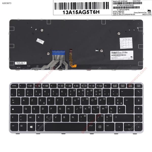 HP EliteBook Folio 1040 G1 SILVER FRAME BLACK (Backlit,Win8) FR MP-13A16B0J442 736933-A41 Laptop Keyboard ( )