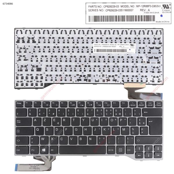 Fujitsu Lifebook  E733 E744 E734 E743 SILVER FRAME BLACK (Win8) FR MP-12R86F0-D853W CP629229-03511600007 Laptop Keyboard (Original)