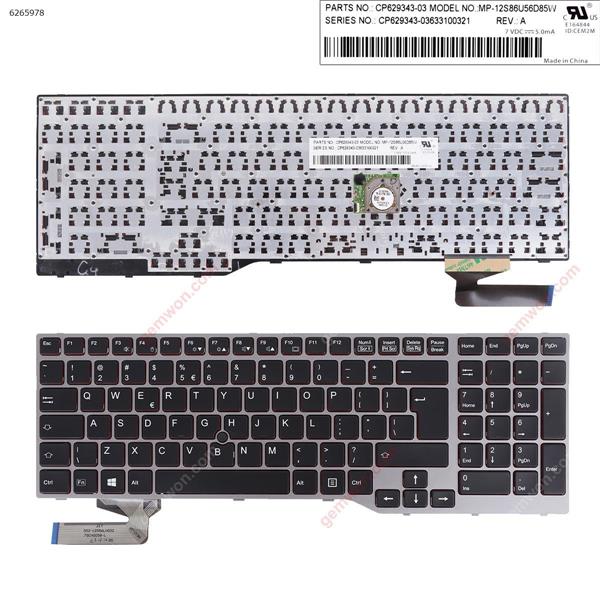 Fujitsu Lifebook E753 E754 SILVER FRAME BLACK ( Redside，with Point Win8) UI MP-12S86U56D85W CP629343-03633100218 Laptop Keyboard (Original)