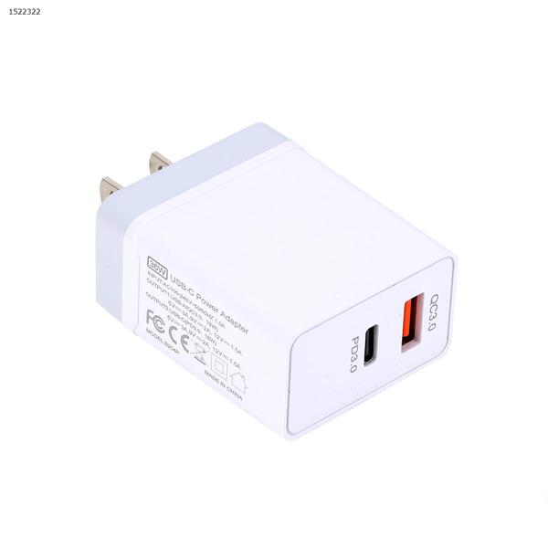 PD3.0 fast charge QC3.0 iPhone Fast Charger, 36W Dual Port PD3.0 USB-C + QC3.0 USB-A Rapid Wall Charger suitable for iPhone 13/12/11 Pro, XS/XR/X/8/7P, SE, iPad, AirPods  Charger & Data Cable White US