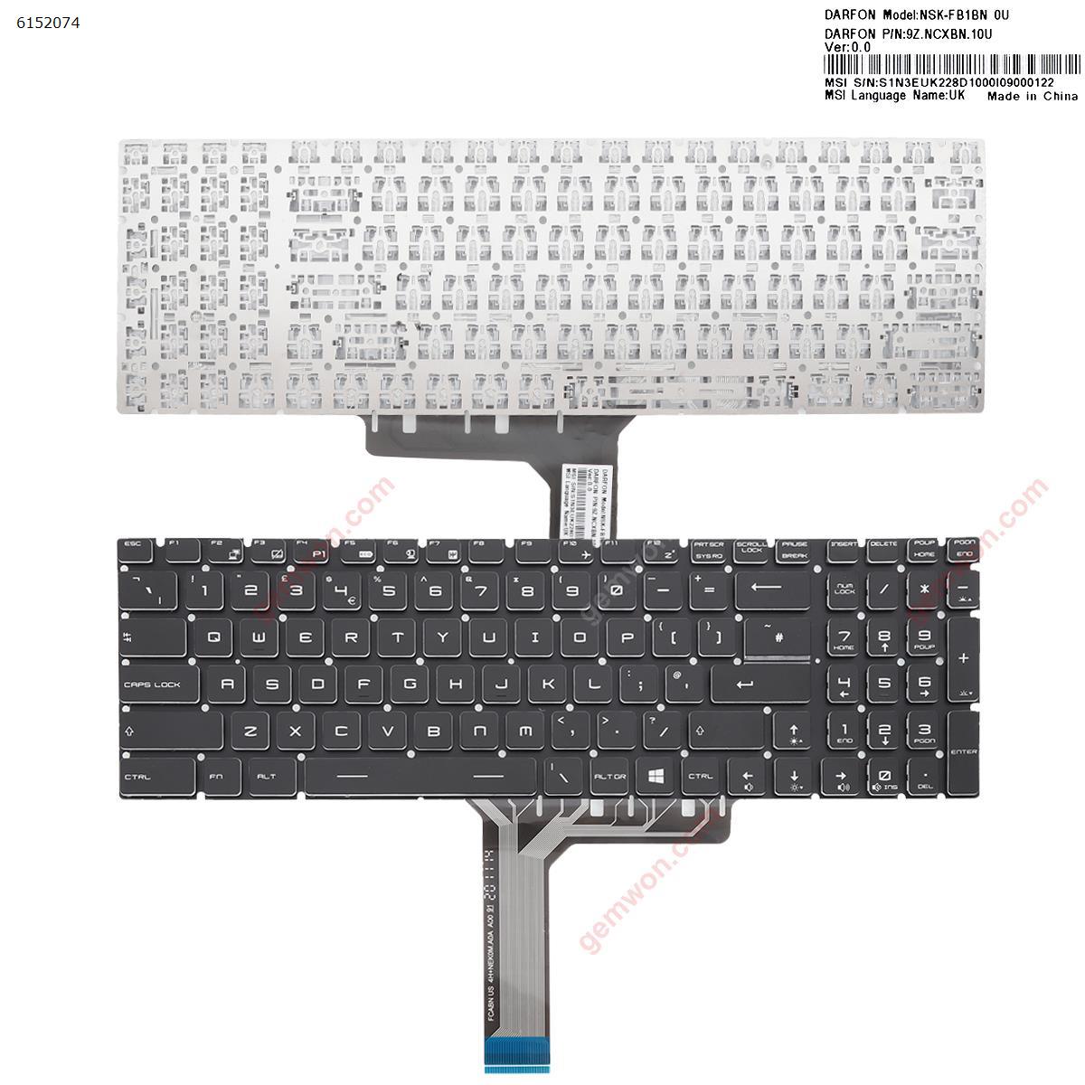 Vollfarbige Tastatur mit Hintergrundbeleuchtung speziell für das MSI GS60 GS70 GT72 GL62 GL72 Notebook entwickelt Wendry Keyboard Ersatzteile