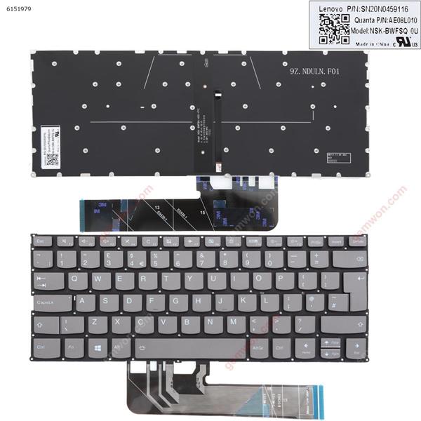 IBM Lenovo Yoga 530-14IKB 530-14ARR 730-13ikb 730-13iwl 730-15ikb 730-15iwl GRAY （backlit , without frame ，win8） UK SN20N0459116 NSK-BWFSQ OU Laptop Keyboard ()