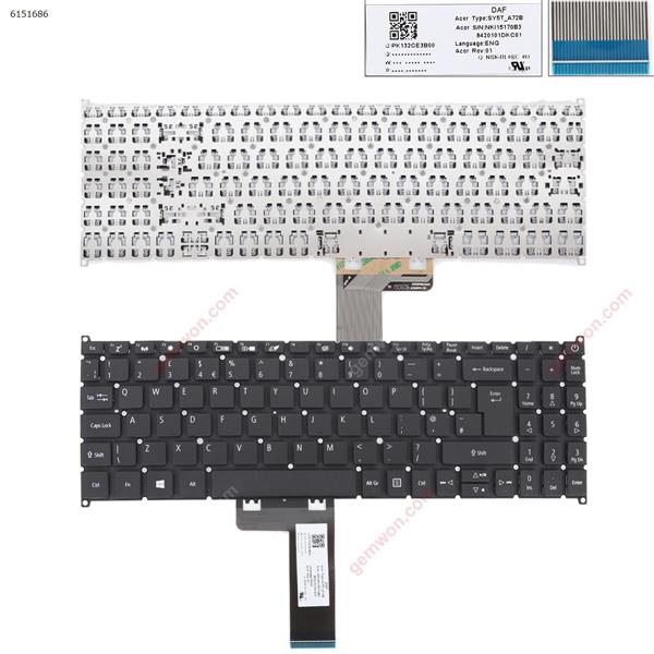 ACER SWIFT SF315-51 /SF315-52/SF315-41 a315-42 a315-42g a315-54 a315-54k  BLACK (Without FRAME,WIN8) UK PK132CE3B00 NKI15170B3 8420101DKC01 Laptop Keyboard (OEM-A)