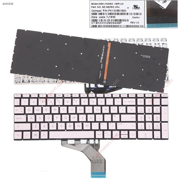 HP Pavilion 15-DA 250 255 G7 Gen7 PINK ( With Backlit Board，Small Enter WIN8) UK NSK-XN0SC 9Z.NEZSC.20U PK1328B1B00 Laptop Keyboard ()