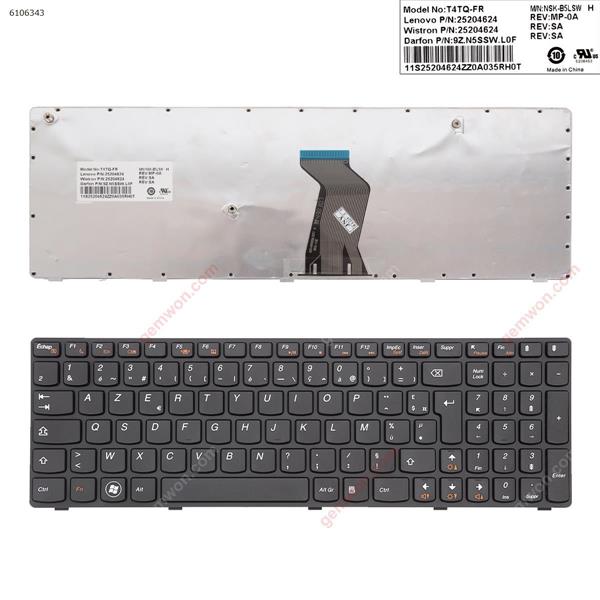 LENOVO  V570 B570 B590 BLACK FRAME BLACK FR T4TQ-FR 25204624 9ZN5SSW.L0F Laptop Keyboard (OEM-B)