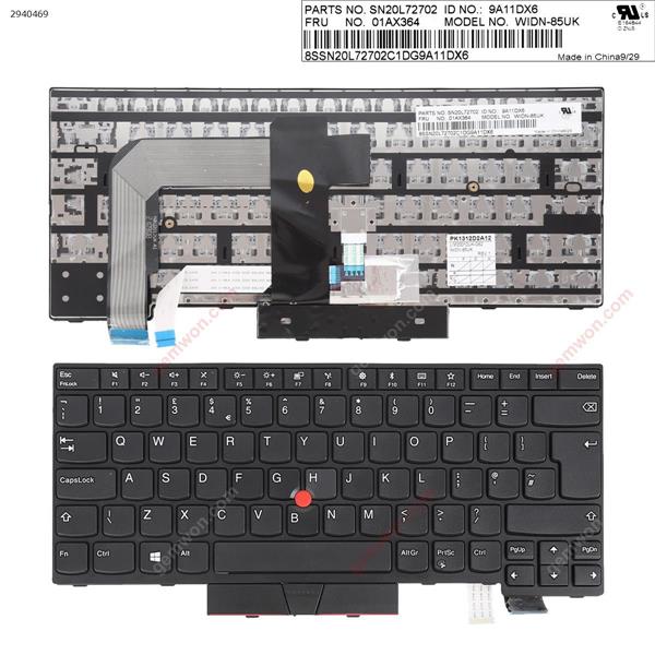 ThinkPad T470 BLACK FRAME BLACK (For Win8) UK CS13T-84 PK1312D2A12 Laptop Keyboard (OEM-B)
