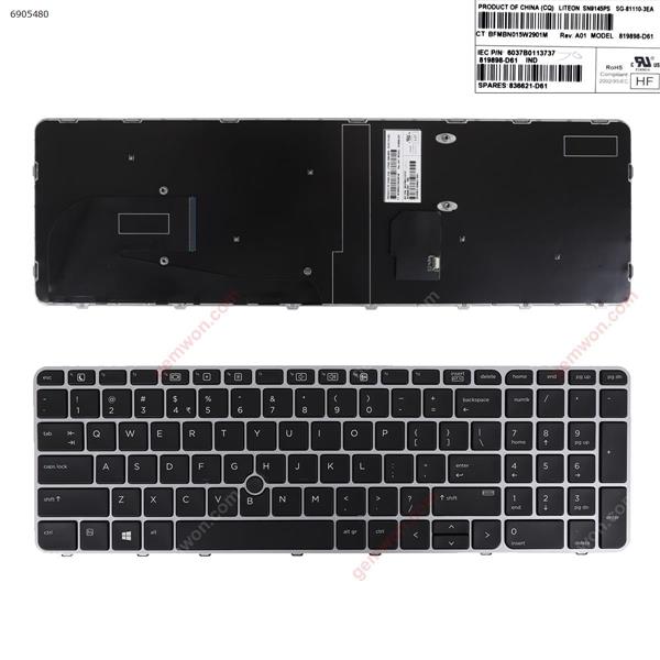 HP EliteBook 755 G3 850 G3 850 G4 ZBook 15u G3 G4 SILVER FRAME BLACK (with point,,Win8)  US BFMBN019W2907Y  8037B0113737 Laptop Keyboard (Original)